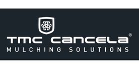 Un logotipo en blanco y negro para TMC Cancela Mulching Solutions.