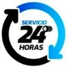 Servicio 24 horas logo with black and blue circular arrows and text “SERVICIO 24 HORAS”