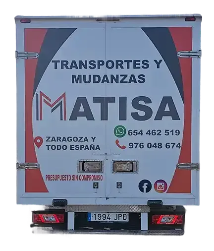 Back of a MATISA moving truck with text 