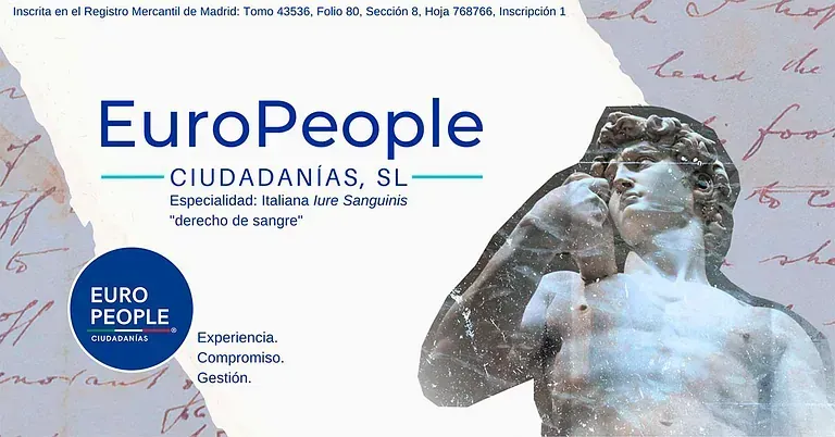 Un cartel para la gente de Europa con una estatua de un hombre.