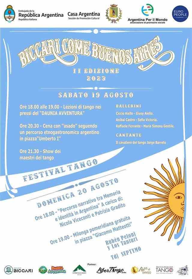 Un cartel de un festival en Argentina con un sol.