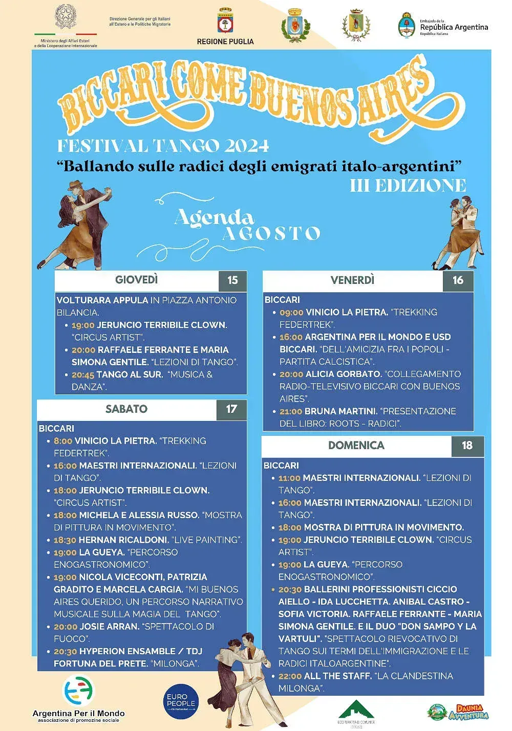 Un cartel para un festival de tango en Argentina.