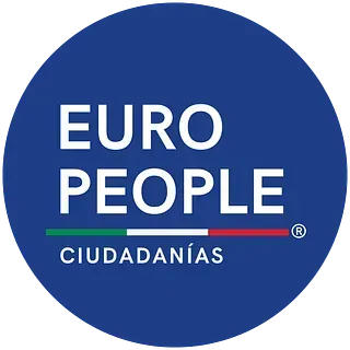 Un círculo azul con gente del euro escrita en él