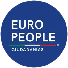 Un círculo azul con gente del euro escrita en él