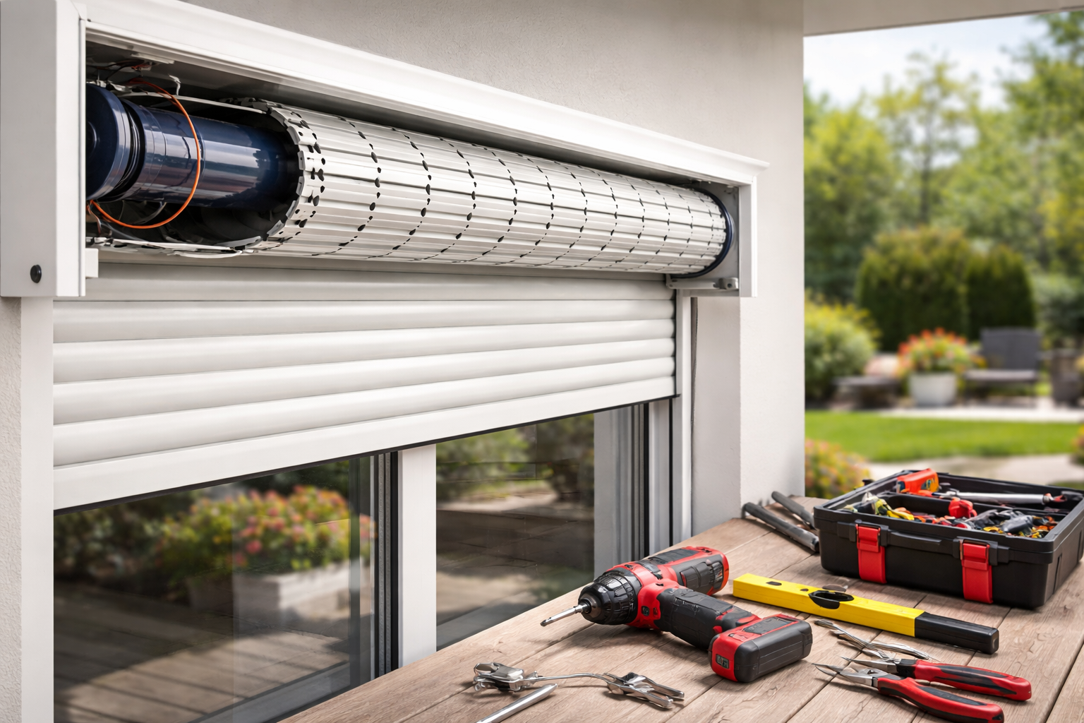 Un espace de travail avec bureau, chaise, écran et décoration. Lumière douce, couleurs neutres et mobilier en bois.