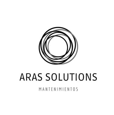 Logotipo para Aras Solutions: círculos abstractos anidados sobre el texto 