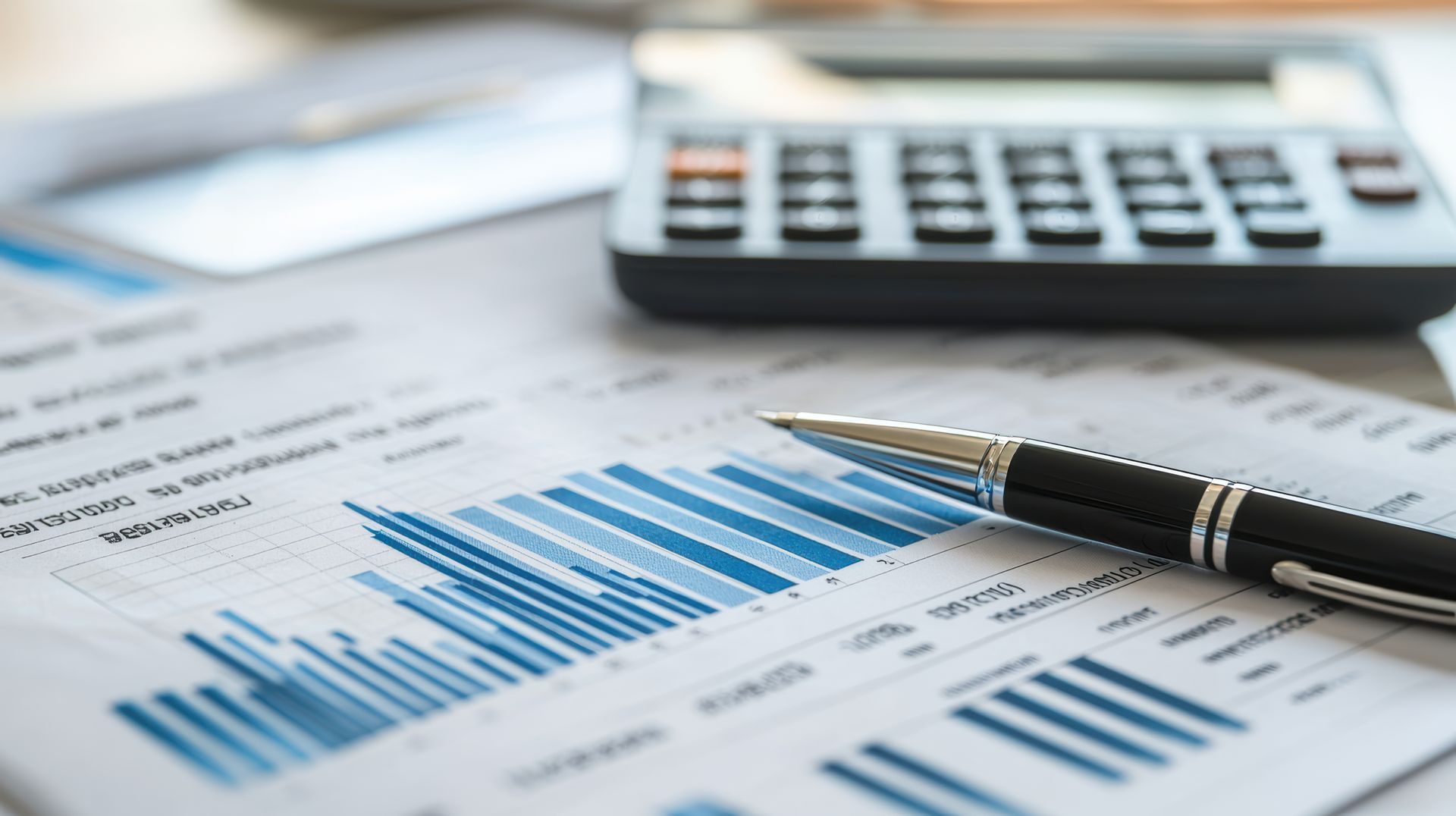 Ein Mann benutzt einen Taschenrechner, während er auf ein Blatt Papier schreibt.