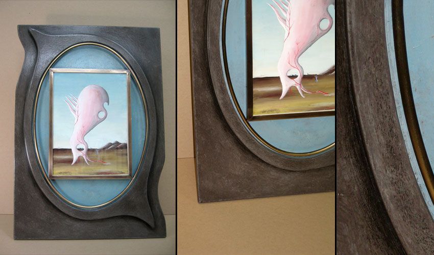 Une peinture d’un animal imaginaire vue de face.