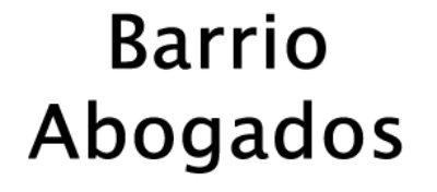 Texto con la inscripci&oacute;n "Barrio Abogados" en una fuente sans-serif negra y en negrita sobre un fondo blanco.