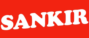 Texto blanco “SANKIR” sobre fondo rojo brillante.