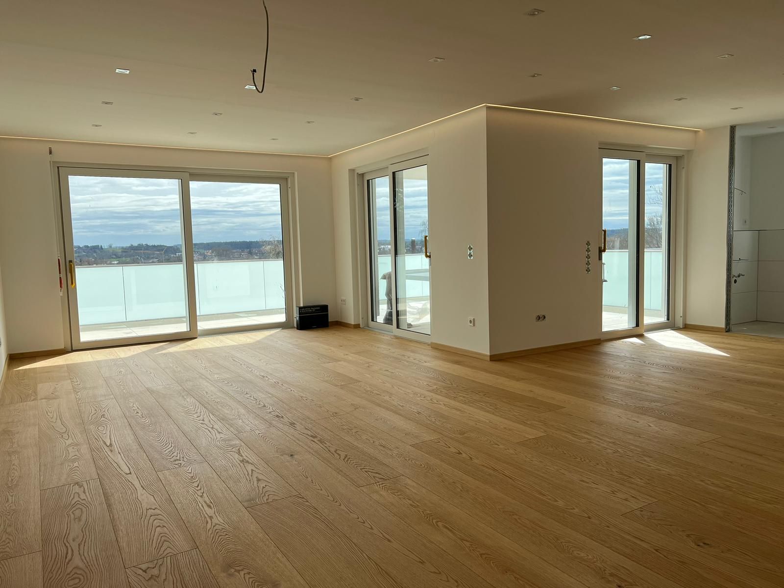 Neu renovierter Büroraum mit Holzboden