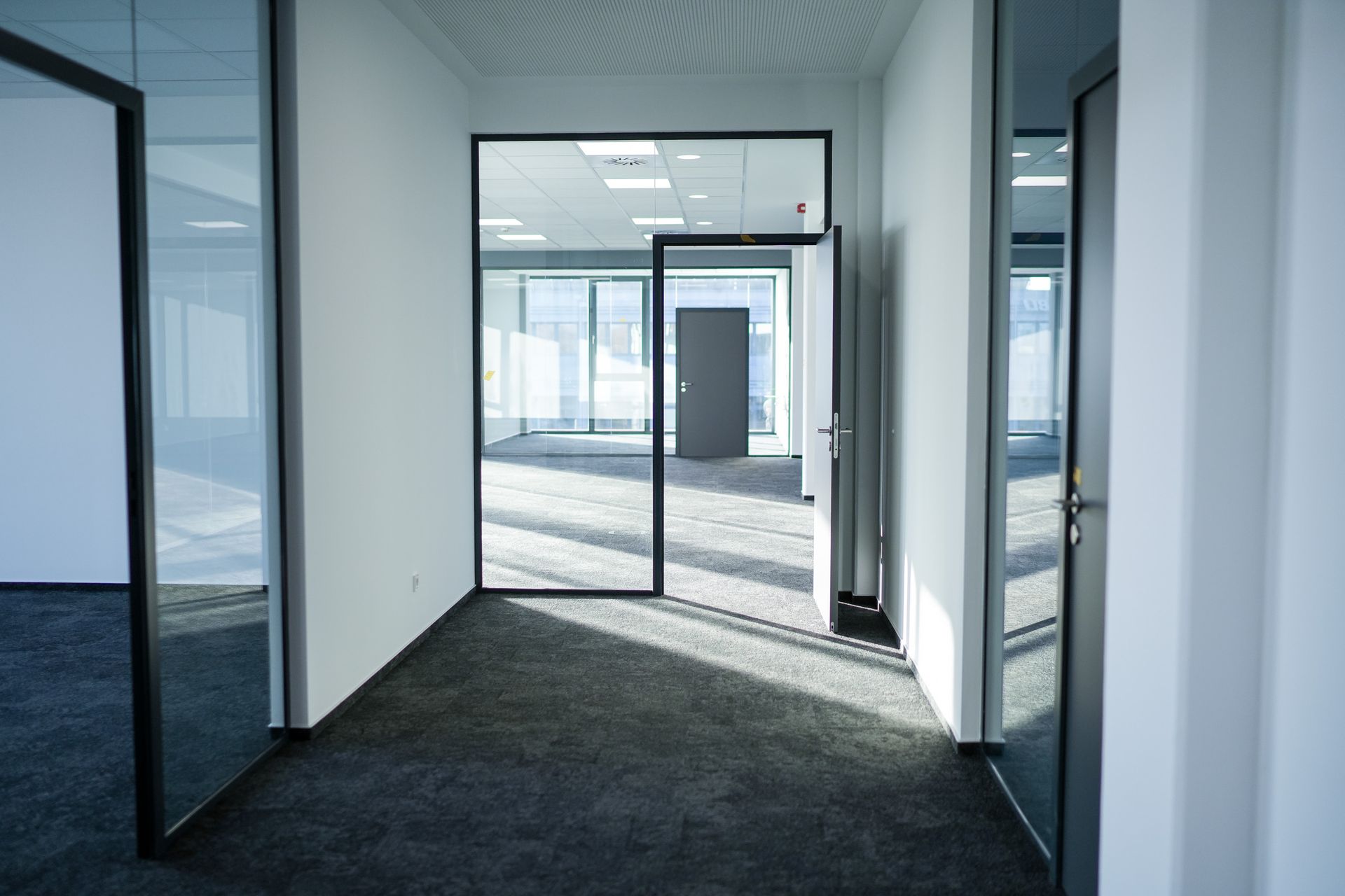 Teppichfliesen in leeren Büroraum