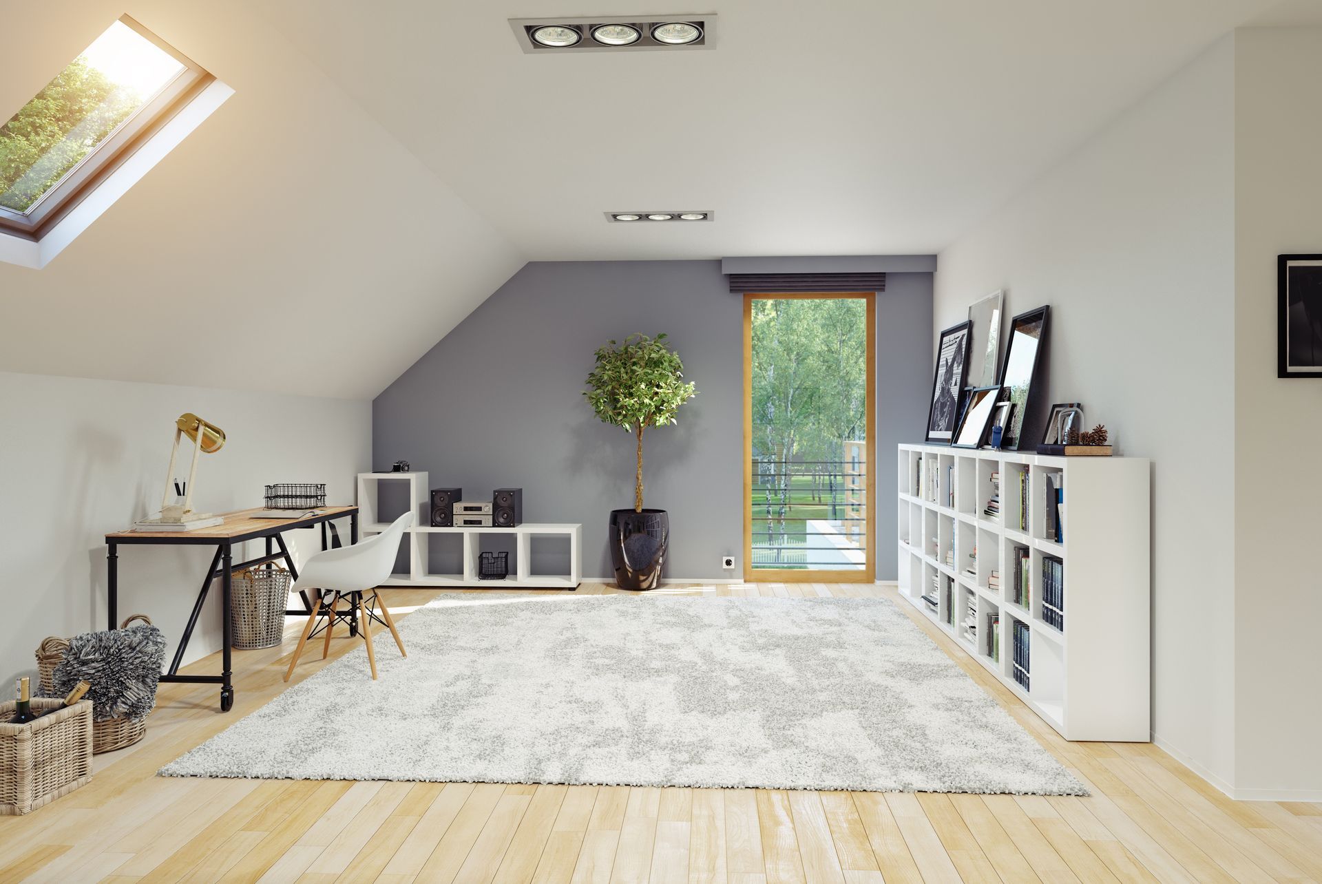 Une chambre avec du parquet