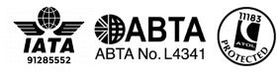 A black and white logo for iata and abta