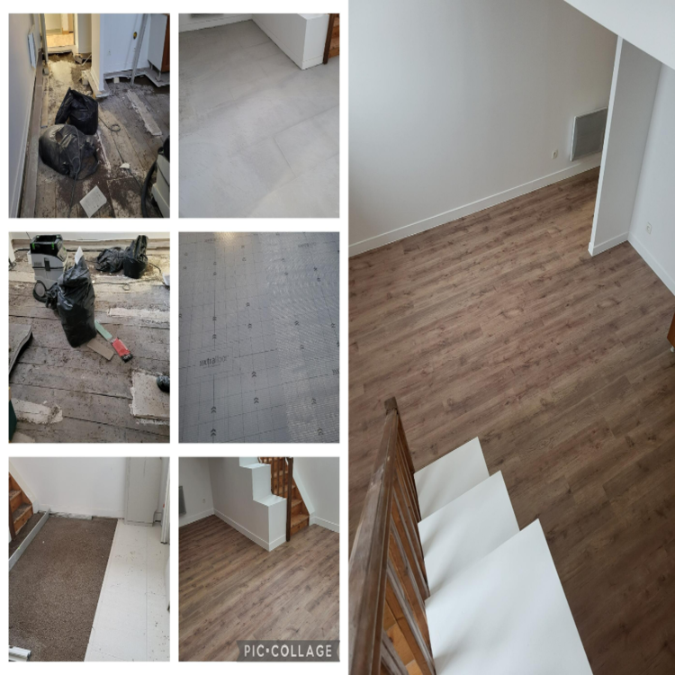 Travaux avant après escalier et sol