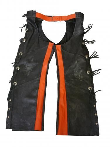 Chaps abgeaendert mit orangem Leder - Atelier Eve in Effretikon