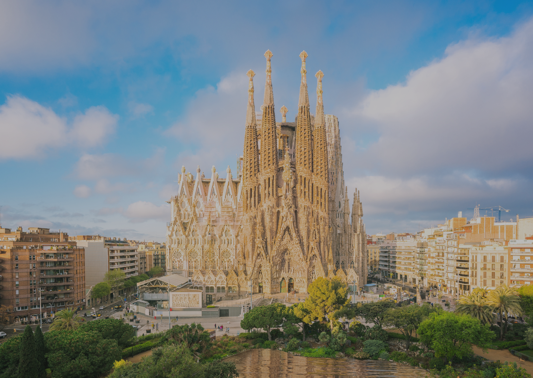 An aerial view of the sagrada familia cathedral in barcelona , spain.
