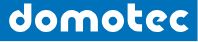 Das Wort „domotec“ in weissen Buchstaben auf blauem Rechteck.