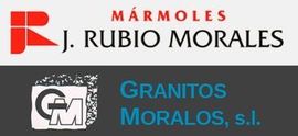 Logos for M&aacute;rmoles J. Rubio Morales and Granitos Moralos, S.L. featuring their respective red and gray branding.