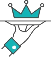 Mano sosteniendo una bandeja con una corona verde azulado en la parte superior.