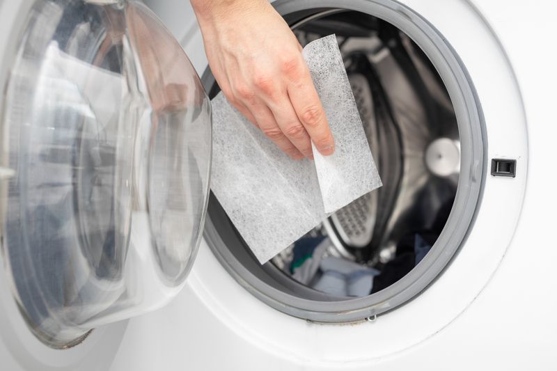 Felix Meli AG – eine Hand legt ein Mikrofasertuch in eine Waschmaschine