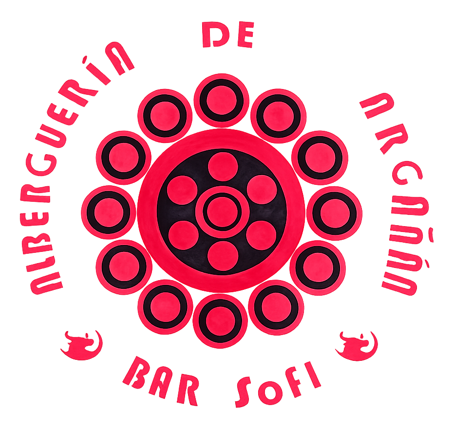 Logotipo circular rosa con la inscripci&oacute;n &ldquo;INDEPENDENT DE ARTSAIN BAR SOFI&rdquo; y un emblema abstracto en el centro.