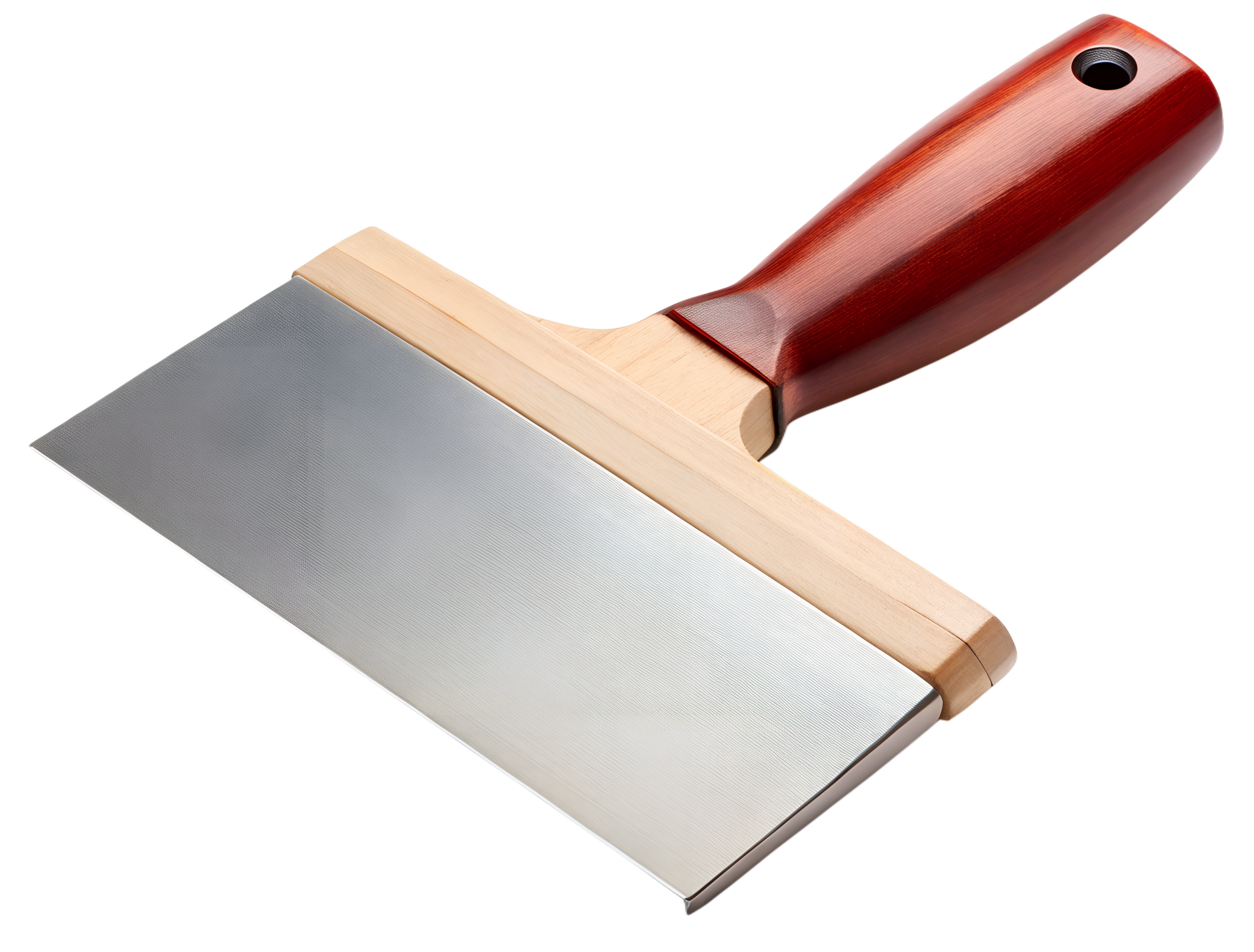 Couteau à ruban en métal avec manche en bois.