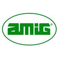 El logo de Amig es verde y blanco en un óvalo.