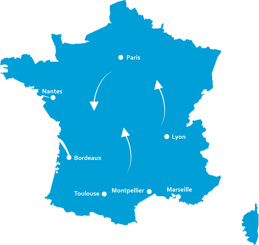 Zone d'intervention en France.