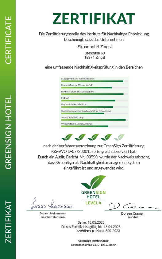 Zertifikat für Nachhaltige Entwicklung. 