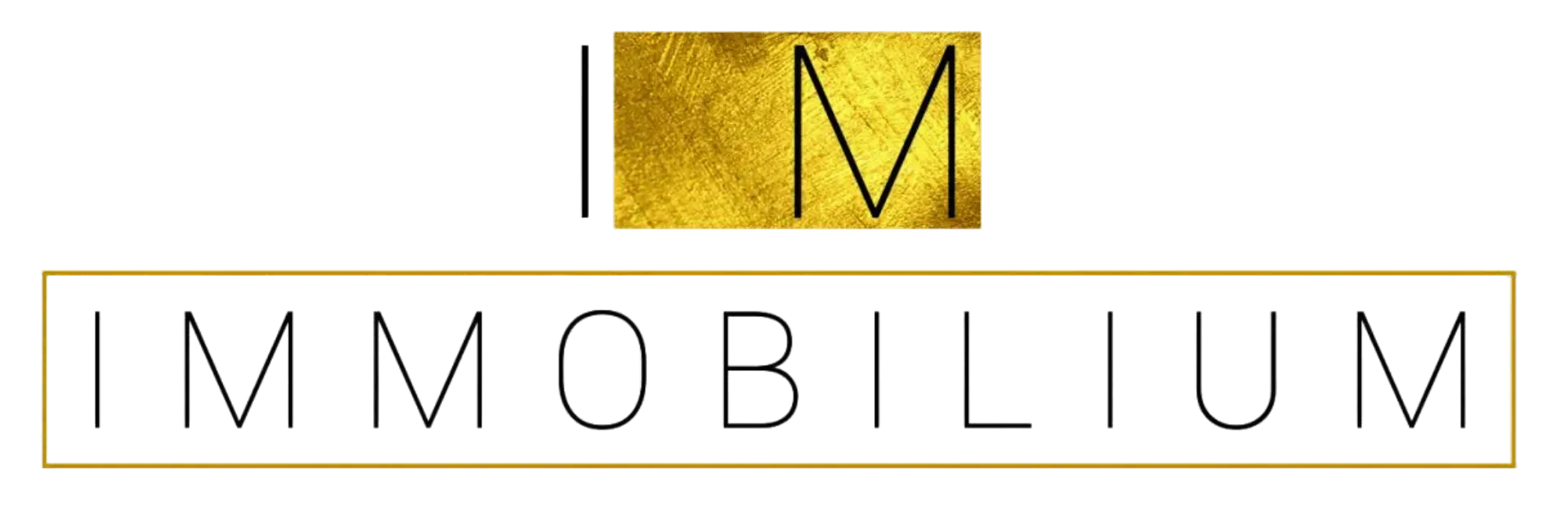 Logotipo Inmobilium en letras negras y doradas