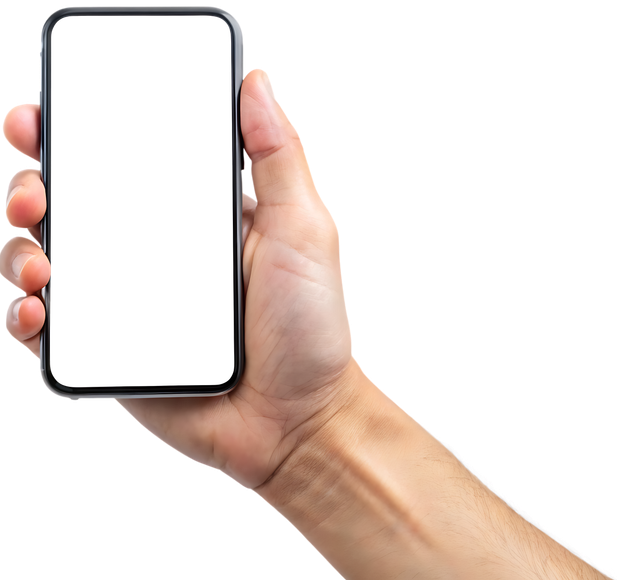 Main avec un Smartphone, accueil