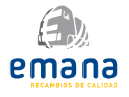 A logo for a company called emana recambios de calidad