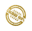 Un sello dorado con las palabras calidad 100 % escritas en su interior.