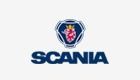 El logotipo de Scania está sobre un fondo blanco.