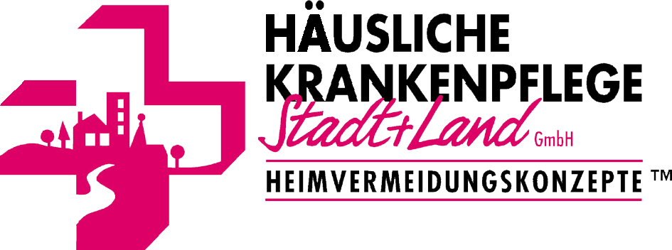 Ein rosa-weißes Logo für die Stadt Land GmbH