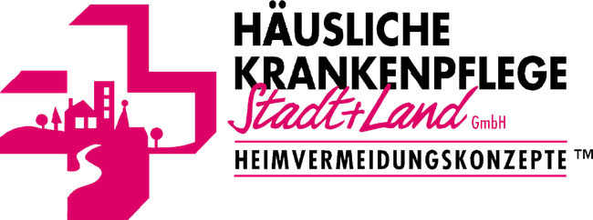 Ein rosa-weißes Logo für die Stadt Land GmbH