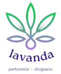 Lavender and green leaf logo with the word &ldquo;lavanda&rdquo; and &ldquo;perfumer&iacute;a - droguer&iacute;a&rdquo; underneath