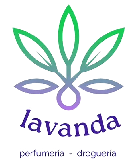 Lavender and green leaf logo with the word &ldquo;lavanda&rdquo; and &ldquo;perfumer&iacute;a - droguer&iacute;a&rdquo; underneath
