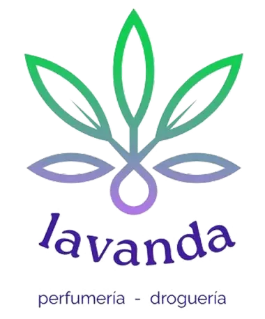 Lavender and green leaf logo with the word &ldquo;lavanda&rdquo; and &ldquo;perfumer&iacute;a - droguer&iacute;a&rdquo; underneath