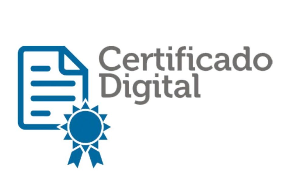 Ícono de documento azul con sello y texto “Certificado Digital” en gris.