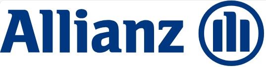 Logotipo de Allianz: marca denominativa de color azul oscuro y emblema de tres líneas verticales dentro de un círculo.