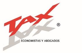 Logotipo estilizado "Taix" en rojo y gris.
