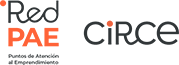 Logo of Red PAE and Circe, orange and black text, with a red dot. 