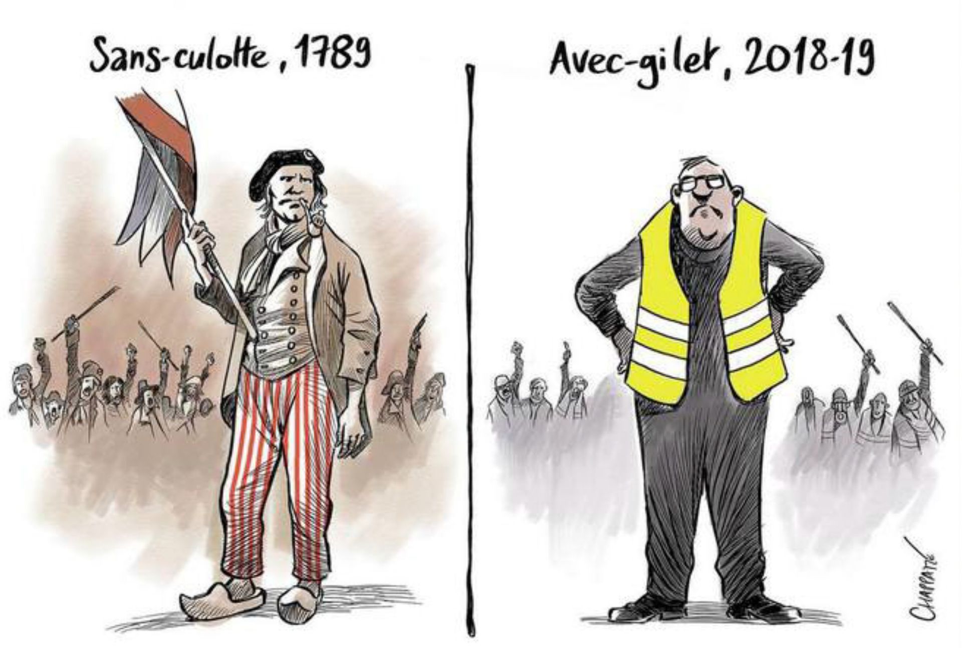 Van de sans-culotte in 1789 naar de avec-gilet in 2019.