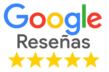 Logotipo de reseñas de Google con cuatro estrellas doradas.