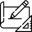 Icon eines Blattes mit Bleistift und Geodreieck