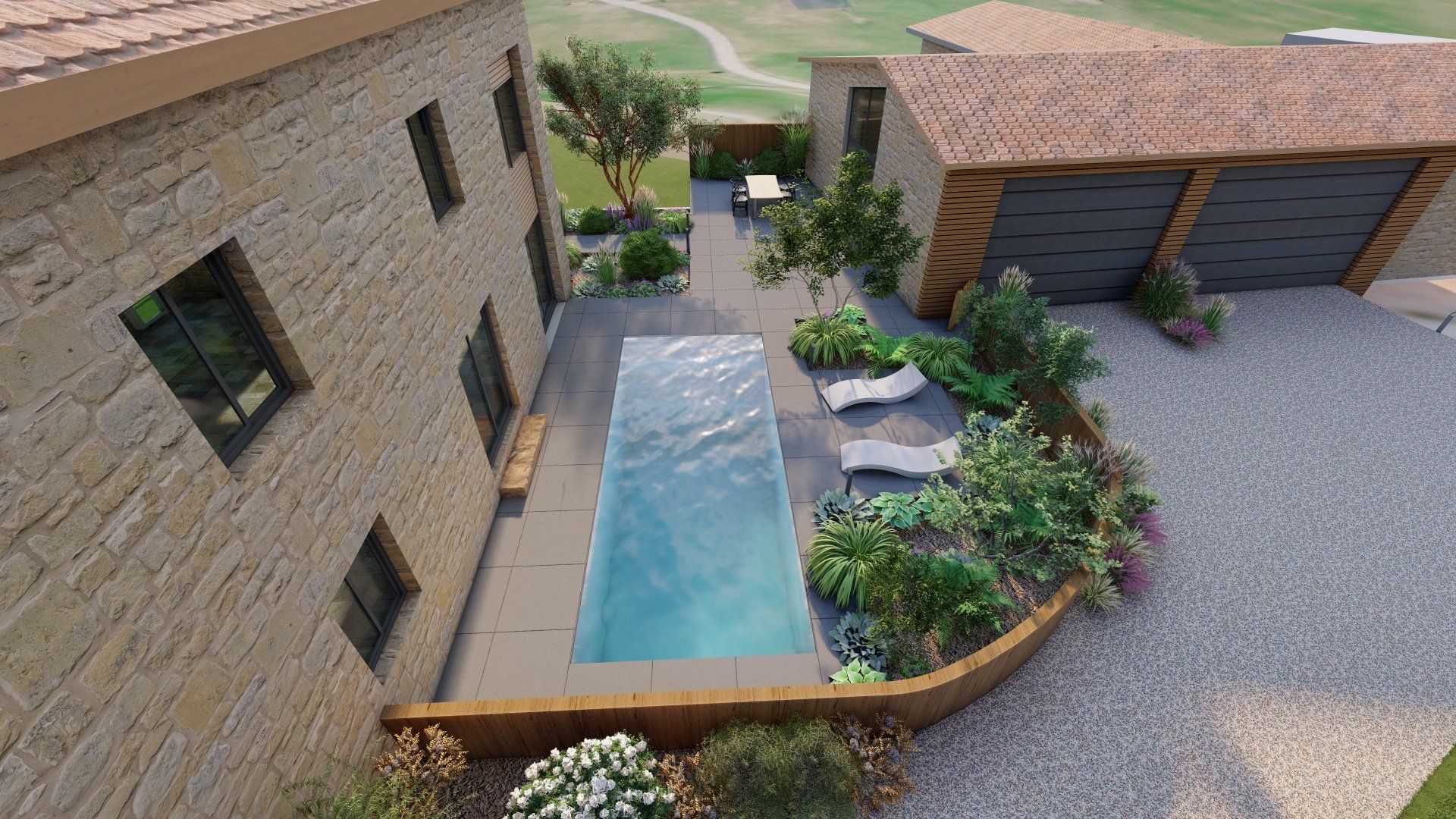 Plan 3D jardin vue de haut