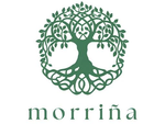 Logotipo de árbol verde con raíces y ramas entrelazadas, encima de la palabra "morriña".
