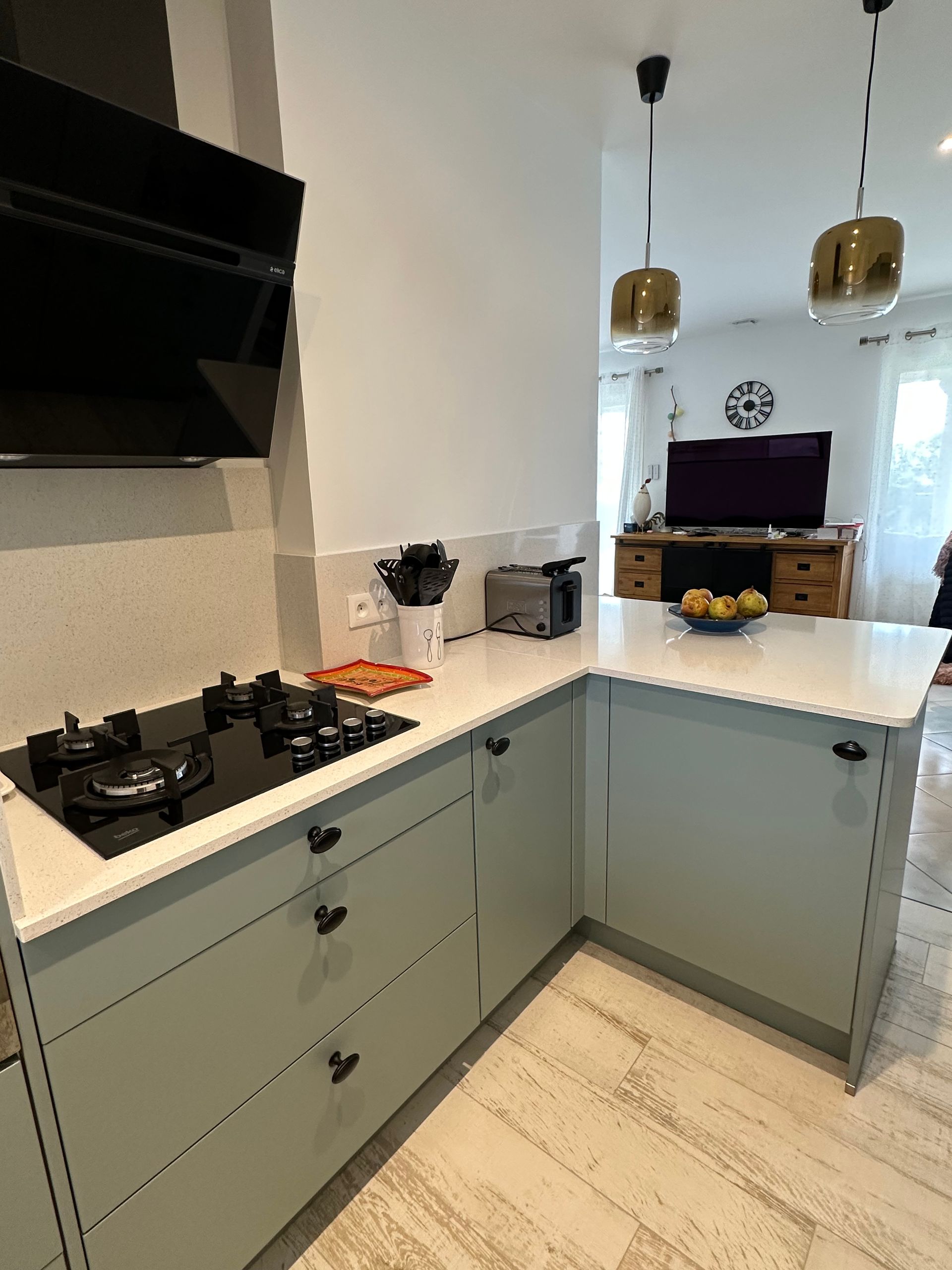 Plaque de cuisson avec une hotte d'aspiration moderne